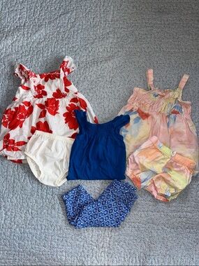 Carter's Girls Multicolor & Blue Summer Matching Set